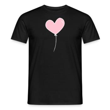 Ballon coeur rose blanc - T-shirt homme - noir - Devant - AI Model Male 178 light (178cm)