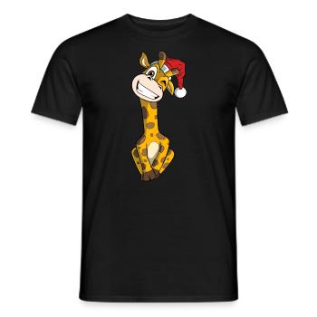Weihnachtliche Giraffe mit Weihnachtsmütze - Männer T-Shirt - Schwarz - Vorne - AI Model Male 178 light (178cm)