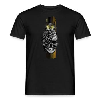 Eule sitzt auf Schädel - Männer T-Shirt - Schwarz - Vorne - AI Model Male 178 light (178cm)