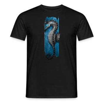 Marine Elegance: Seahorse Serenade - Men's T-Shirt - black - Front - AI Model Male 178 light (178cm)
