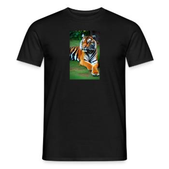 Tiger | Animal | Predator | Roar | King | Asia - Men's T-Shirt - black - Front - AI Model Male 178 light (178cm)