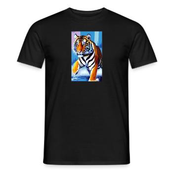 Tiger | Animal | Predator | Roar | King | Asia - Men's T-Shirt - black - Front - AI Model Male 178 light (178cm)