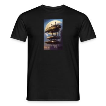 Extraterrestre | OVNI | Vaisseau spatial | PAU | étranger - T-shirt homme - noir - Devant - AI Model Male 178 light (178cm)