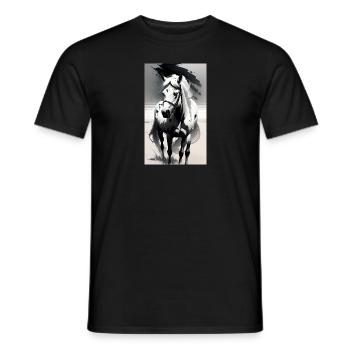 Pferd | reiten | Tier | Reittier | Bunt - Männer T-Shirt - Schwarz - Vorne - AI Model Male 178 light (178cm)