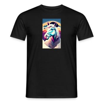 Pferd | reiten | Tier | Reittier | Bunt - Männer T-Shirt - Schwarz - Vorne - AI Model Male 178 light (178cm)