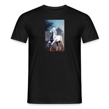 Pferd | reiten | Tier | Reittier | Bunt - Männer T-Shirt - Schwarz - Vorne - AI Model Male 178 light (178cm)