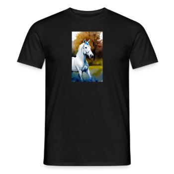 Pferd | reiten | Tier | Reittier | Bunt - Männer T-Shirt - Schwarz - Vorne - AI Model Male 178 light (178cm)