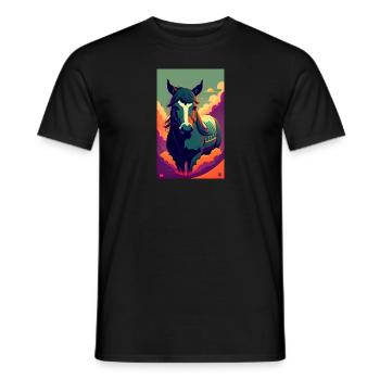 Cheval | Équitation | Animal | Monture | Coloré - T-shirt homme - noir - Devant - AI Model Male 178 light (178cm)