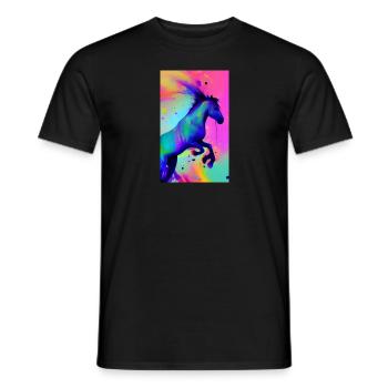 Cheval | Équitation | Animal | Monture | Coloré - T-shirt homme - noir - Devant - AI Model Male 178 light (178cm)