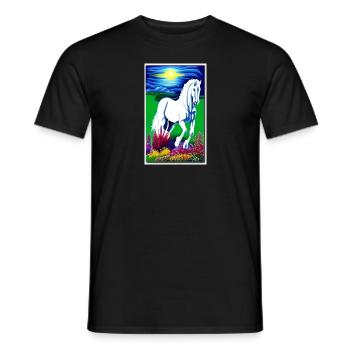 Pferd | reiten | Tier | Reittier | Bunt - Männer T-Shirt - Schwarz - Vorne - AI Model Male 178 light (178cm)