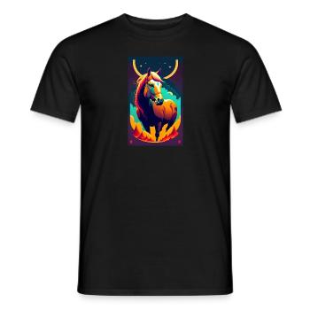 Cheval | Équitation | Animal | Monture | Coloré - T-shirt homme - noir - Devant - AI Model Male 178 light (178cm)