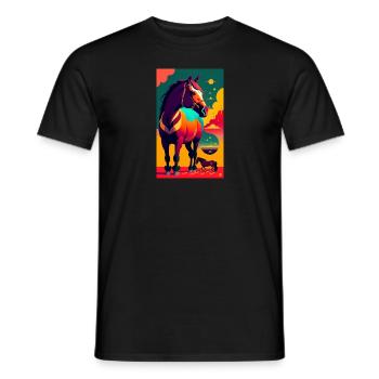 Cheval | Équitation | Animal | Monture | Coloré - T-shirt homme - noir - Devant - AI Model Male 178 light (178cm)