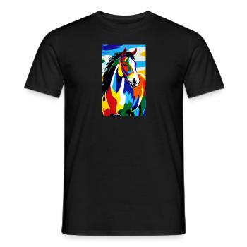 Cheval | Équitation | Animal | Monture | Coloré - T-shirt homme - noir - Devant - AI Model Male 178 light (178cm)