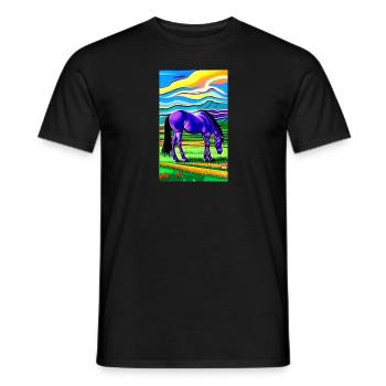 Cheval | Équitation | Animal | Monture | Coloré - T-shirt homme - noir - Devant - AI Model Male 178 light (178cm)