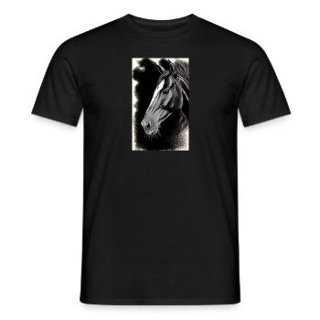 Cheval | Équitation | Animal | Monture | Coloré - T-shirt homme - noir - Devant - AI Model Male 178 light (178cm)