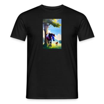 Cheval | Équitation | Animal | Monture | Coloré - T-shirt homme - noir - Devant - AI Model Male 178 light (178cm)