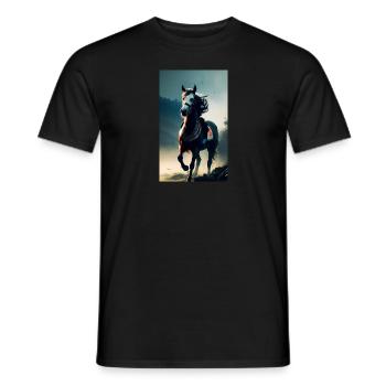 Cheval | Équitation | Animal | Monture | Coloré - T-shirt homme - noir - Devant - AI Model Male 178 light (178cm)