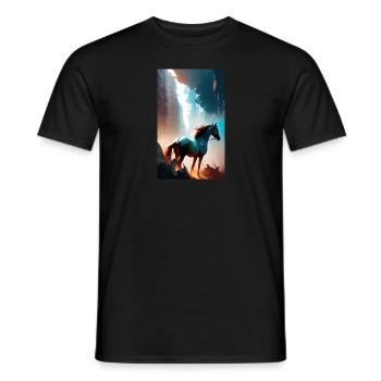 Pferd | reiten | Tier | Reittier | Bunt - Männer T-Shirt - Schwarz - Vorne - AI Model Male 178 light (178cm)
