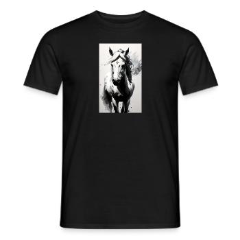 Pferd | reiten | Tier | Reittier | Bunt - Männer T-Shirt - Schwarz - Vorne - AI Model Male 178 light (178cm)
