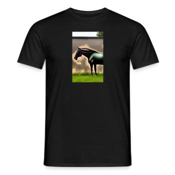 Pferd | reiten | Tier | Reittier | Bunt - Männer T-Shirt - Schwarz - Vorne - AI Model Male 178 light (178cm)