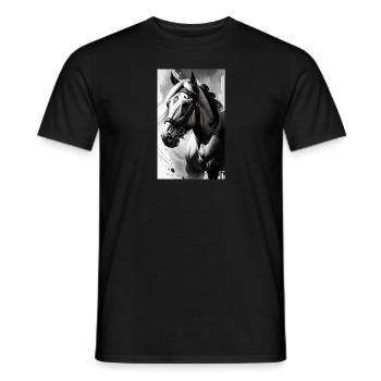 Cheval | Équitation | Animal | Monture | Coloré - T-shirt homme - noir - Devant - AI Model Male 178 light (178cm)