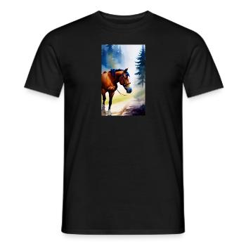 Cheval | Équitation | Animal | Monture | Coloré - T-shirt homme - noir - Devant - AI Model Male 178 light (178cm)