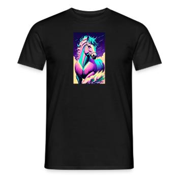 Cheval | Équitation | Animal | Monture | Coloré - T-shirt homme - noir - Devant - AI Model Male 178 light (178cm)