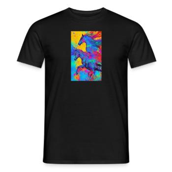 Pferd | reiten | Tier | Reittier | Bunt - Männer T-Shirt - Schwarz - Vorne - AI Model Male 178 light (178cm)