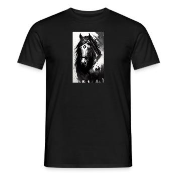 Pferd | reiten | Tier | Reittier | Bunt - Männer T-Shirt - Schwarz - Vorne - AI Model Male 178 light (178cm)