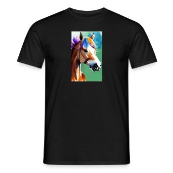 Pferd | reiten | Tier | Reittier | Bunt - Männer T-Shirt - Schwarz - Vorne - AI Model Male 178 light (178cm)
