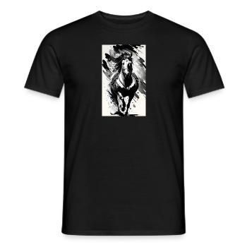 Cheval | Équitation | Animal | Monture | Coloré - T-shirt homme - noir - Devant - AI Model Male 178 light (178cm)