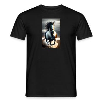 Cheval | Équitation | Animal | Monture | Coloré - T-shirt homme - noir - Devant - AI Model Male 178 light (178cm)