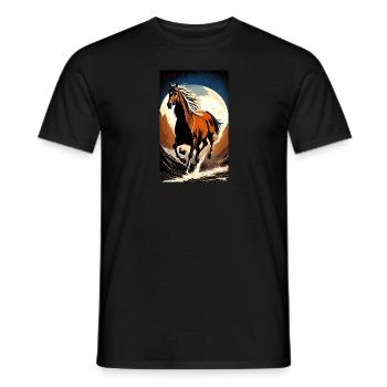 Cheval | Équitation | Animal | Monture | Coloré - T-shirt homme - noir - Devant - AI Model Male 178 light (178cm)