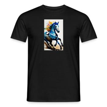 Cheval | Équitation | Animal | Monture | Coloré - T-shirt homme - noir - Devant - AI Model Male 178 light (178cm)
