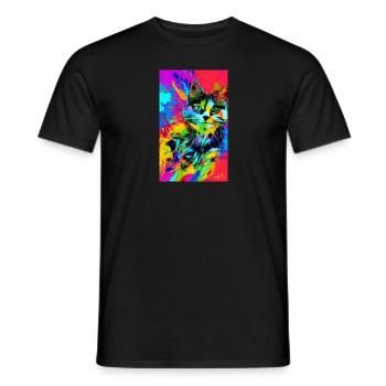 Chat | Animal de compagnie | Fan de chat | mignon | Chaton - T-shirt homme - noir - Devant - AI Model Male 178 light (178cm)