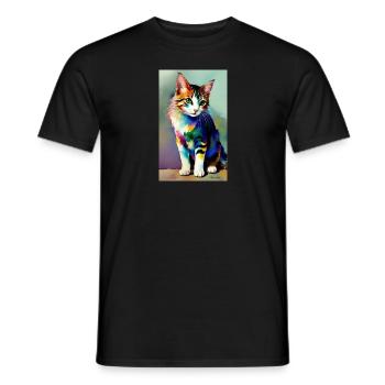 Chat | Animal de compagnie | Fan de chat | mignon | Chaton - T-shirt homme - noir - Devant - AI Model Male 178 light (178cm)