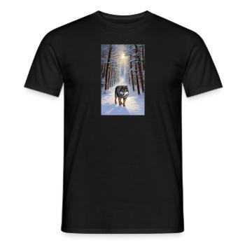 Loup | Prédateur | Chien | Mystique - T-shirt homme - noir - Devant - AI Model Male 178 light (178cm)