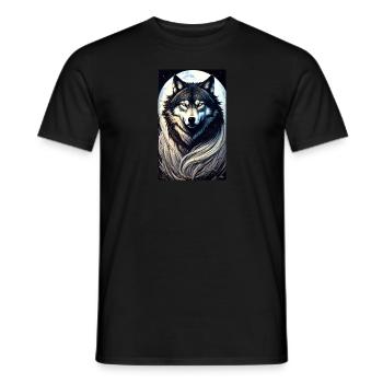 Loup | Prédateur | Chien | Mystique - T-shirt homme - noir - Devant - AI Model Male 178 light (178cm)