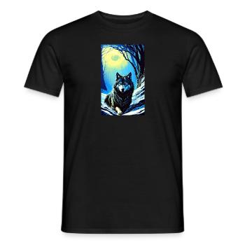 Wolf | Predator | Dog | Mystical - Men's T-Shirt - black - Front - AI Model Male 178 light (178cm)