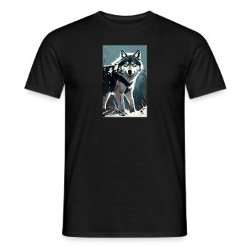 Loup | Prédateur | Chien | Mystique - T-shirt homme - noir - Devant - AI Model Male 178 light (178cm)