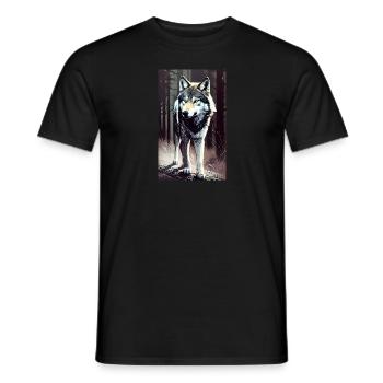 Wolf | Predator | Dog | Mystical - Men's T-Shirt - black - Front - AI Model Male 178 light (178cm)