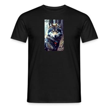 Wolf | Predator | Dog | Mystical - Men's T-Shirt - black - Front - AI Model Male 178 light (178cm)