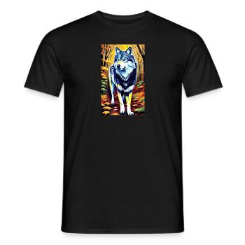 Loup | Prédateur | Chien | Mystique - T-shirt homme - noir - Devant - AI Model Male 178 light (178cm)