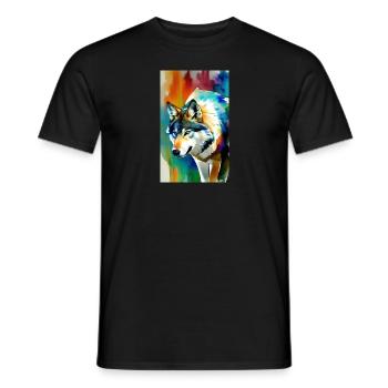 Loup | Prédateur | Chien | Mystique - T-shirt homme - noir - Devant - AI Model Male 178 light (178cm)