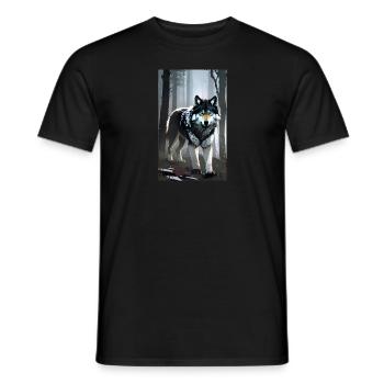 Loup | Prédateur | Chien | Mystique - T-shirt homme - noir - Devant - AI Model Male 178 light (178cm)