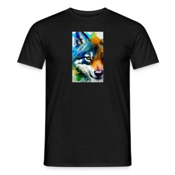 Loup | Prédateur | Chien | Mystique - T-shirt homme - noir - Devant - AI Model Male 178 light (178cm)