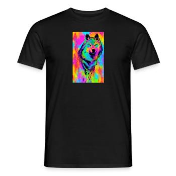 Loup | Prédateur | Chien | Mystique - T-shirt homme - noir - Devant - AI Model Male 178 light (178cm)