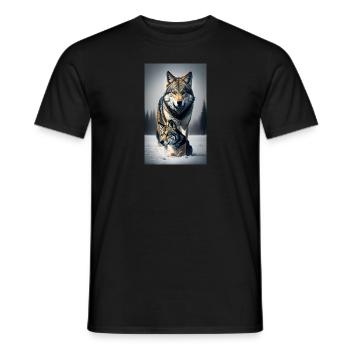 Loup | Prédateur | Chien | Mystique - T-shirt homme - noir - Devant - AI Model Male 178 light (178cm)