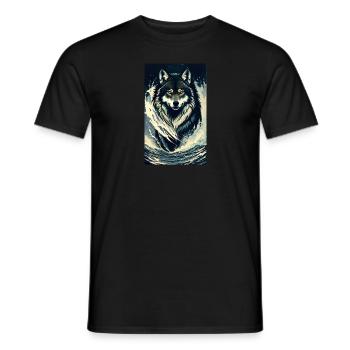 Loup | Prédateur | Chien | Mystique - T-shirt homme - noir - Devant - AI Model Male 178 light (178cm)