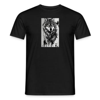 Loup | Prédateur | Chien | Mystique - T-shirt homme - noir - Devant - AI Model Male 178 light (178cm)